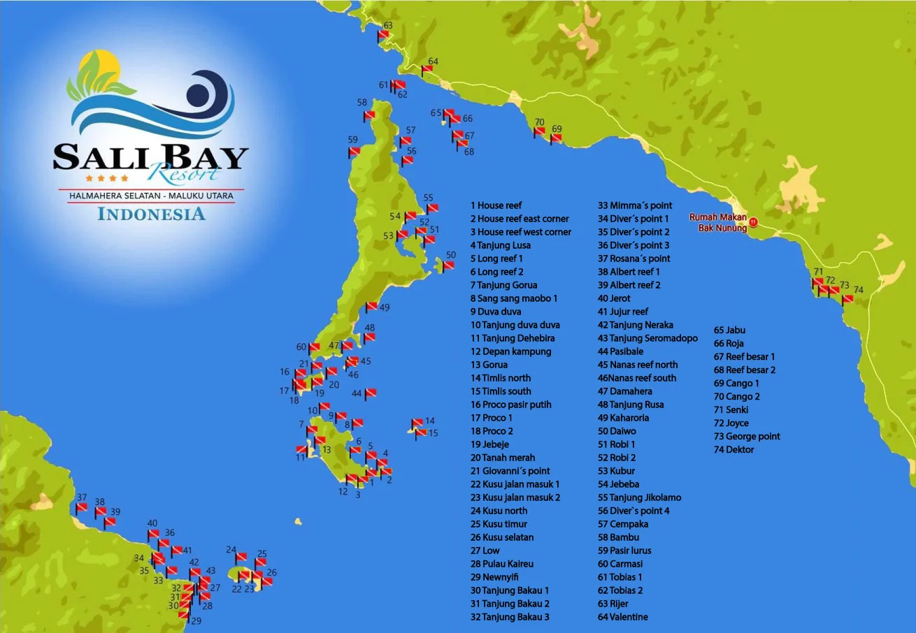 Dive Map, Sali Bay Resort Dive Map, Sali Bay Resort
